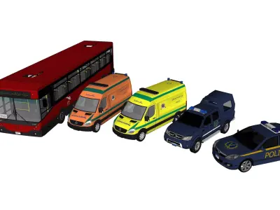 Egyptian Vehicles - Bus Ambulances Police Cars  3D model