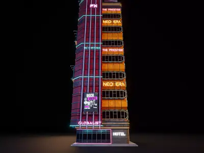 SCIFI CYBERPUNK FUTURISTIC NEON SKYSCRAPER 06 Low-poly 3D model