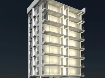 Apartment building in section cut 24ZZ38 3D model