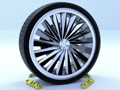 ORTAS CAR RIM 46 GAME READY RIM TIRE AND DISC 3D model