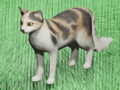 THE CUTE CAT - ANIMAL 3D MODEL - 3D MODELING - FLUFFY CAT  Low-poly 3D model