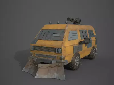 Post Apocalyptic Monster VW Bus  Low-poly 3D model