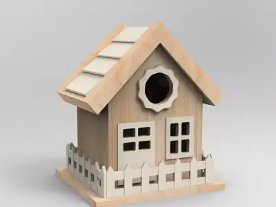 Wooden Bird House Free low-poly 3D model