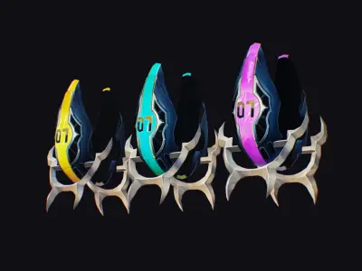 Claw Hand Futuristic Claws Glove Weapon Blade Low-poly 3D model