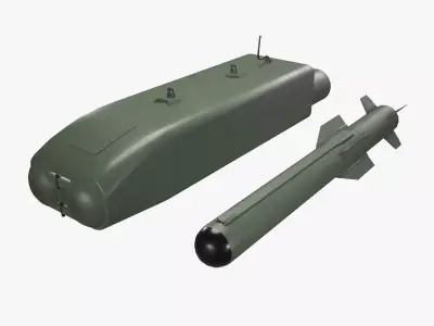  Launcher PARS 3LR With Missile X2 Low-poly 3D model