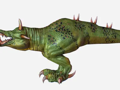 Green Lizard Dragon Animal Game MMO RPG Character Low-poly 3D model