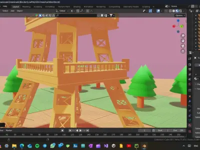 Low poly 3d Eiffel tower model Low-poly 3D model