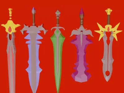 Stylized low-poly swords ready for games 3D model Low-poly 3D model