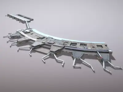 Airport Terminal LEMD Terminal1 Madrid Barajas Airport Low-poly 3D model