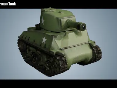 Mini Sherman Tank Low-poly 3D model