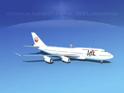 Boeing 747-400 Japan Airlines 3D model
