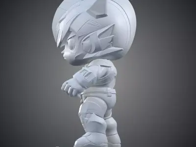 Chibi Mecha Warrior Cute Armored Hero Figurine PM-378 3D print model