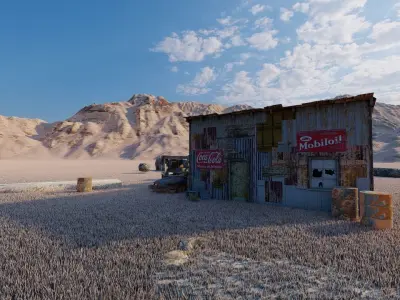 Post-Apocalyptic Gas Station 3D model