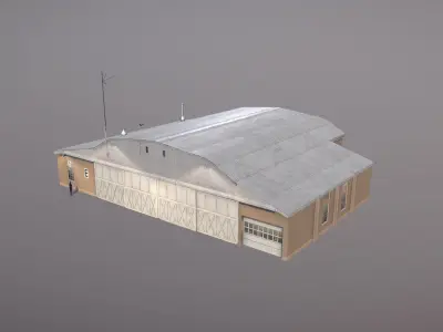 Airport Hangar E Low-poly 3D model