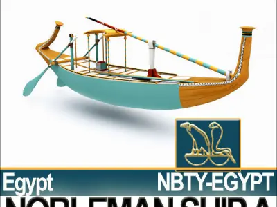 Ancient Egyptian Nobleman Ship and Naval Props 3D model