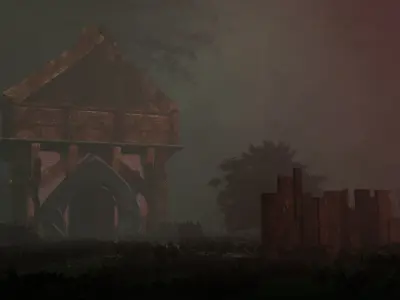 3d modelling of a medieval house in a jungle Low-poly 3D model