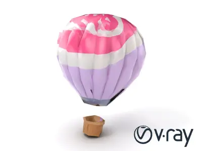 Classic Hot Air Balloon Swirl Pastel model pack Low-poly 3D model