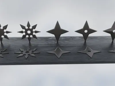 Shuriken Collection Bundle - Game Ready Low-poly 3D model