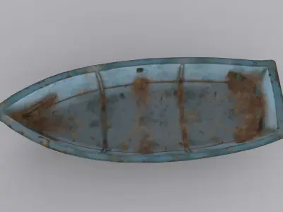 Metal Row Boat Low-poly 3D model
