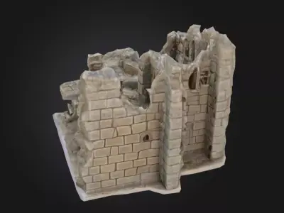 Ruined Fortress Model Low-poly 3D model
