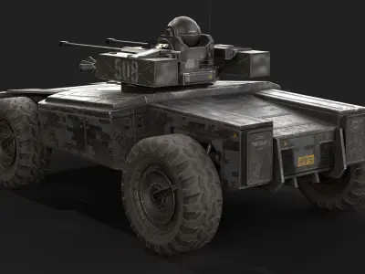 BTR Drone vehicle Armored Tank Vehicle Low-poly 3D model