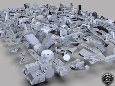 Sci-Fi Industrial Piece  Kitbash Collection 3D model