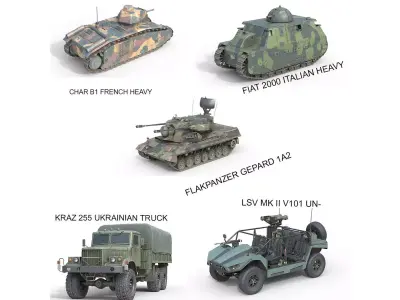5 Military Vehicles Collection v21 Low-poly 3D model