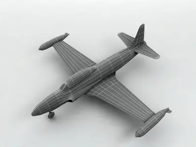 Lockheed T-33 Jet Aircraft Low-poly 3D model