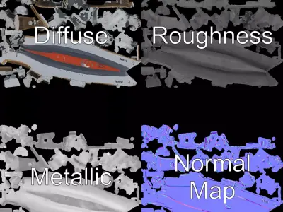 Modern Naval Cruiser model pack Low-poly 3D model