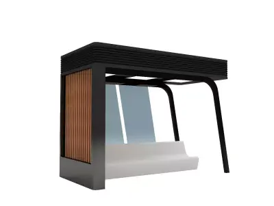 Bus Stop Shelter with Bench 3D model