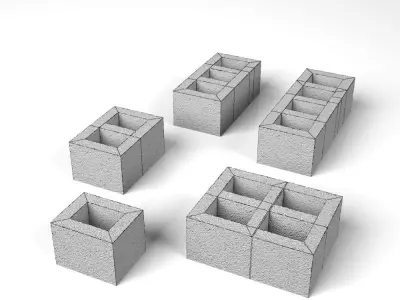 Bricks set of concrete blocks Free 3D model