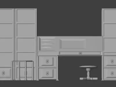Modern Desk Furniture 3D model