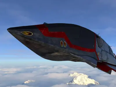 Sci Fi Stealth Fighter Jet - Low Poly PBR Spaceship Exterior Low-poly 3D model
