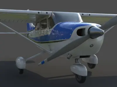 Cessna Airplane with interior Low-poly 3D model