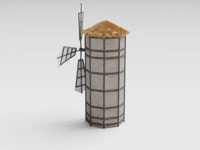 Medieval Windmill Low-poly 3D model