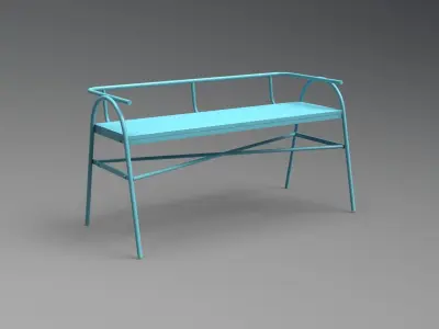 Orpha Metal Settee blue finish Low-poly 3D model