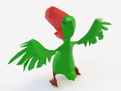 Parrot cartoon bird 3d model  Low-poly 3D model