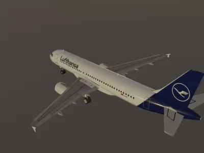 Lufthansa airbus a320-214 low poly 3d model  Low-poly 3D model