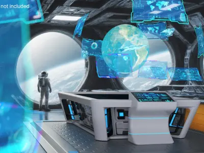 Holographic Panel with Space Battle Hologram 3D model
