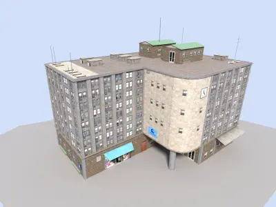 commercial city building Low-poly 3D model