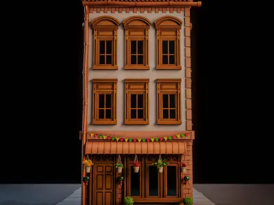 LOWPOLY CITY BUILDING STYLIZE 5 Low-poly 3D model