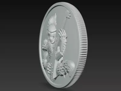 Alien Guitarist Monster Medallion Rock Creature 3D Model 3D print model