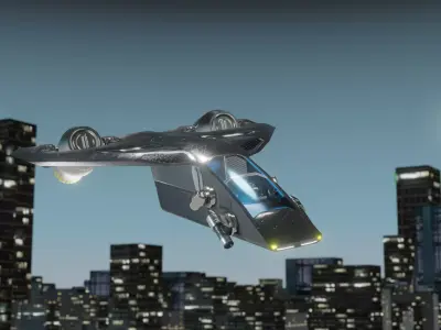 Futuristic jet Low-poly 3D model