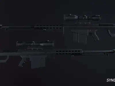 Barrett M82 Sniper Rifle Low-poly 3D model