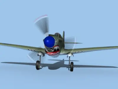 Curtiss P-40F Tomahawk V14 China 3D model