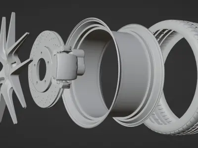 Car wheel part 3D model