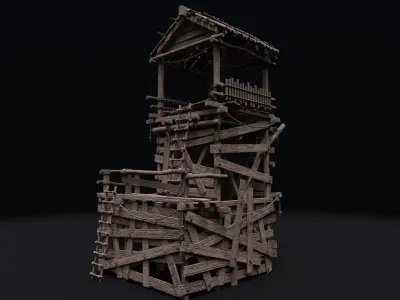 Realistic Medieval Watchtower Low-poly 3D model