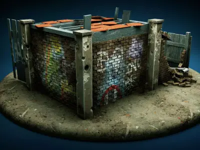 Blown Up Shed 3D model