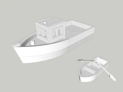  Large Fishing Boat with Small Boat by Outland Models Low-poly 3D model