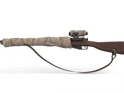 sniper weapon Low-poly 3D model